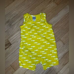 Hanna Andersson Yellow Fish Print Baby Romper